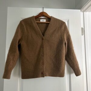 Wilfred Aritzia Tan Camel Cashmere Button Up Academia Cardigan Sweater